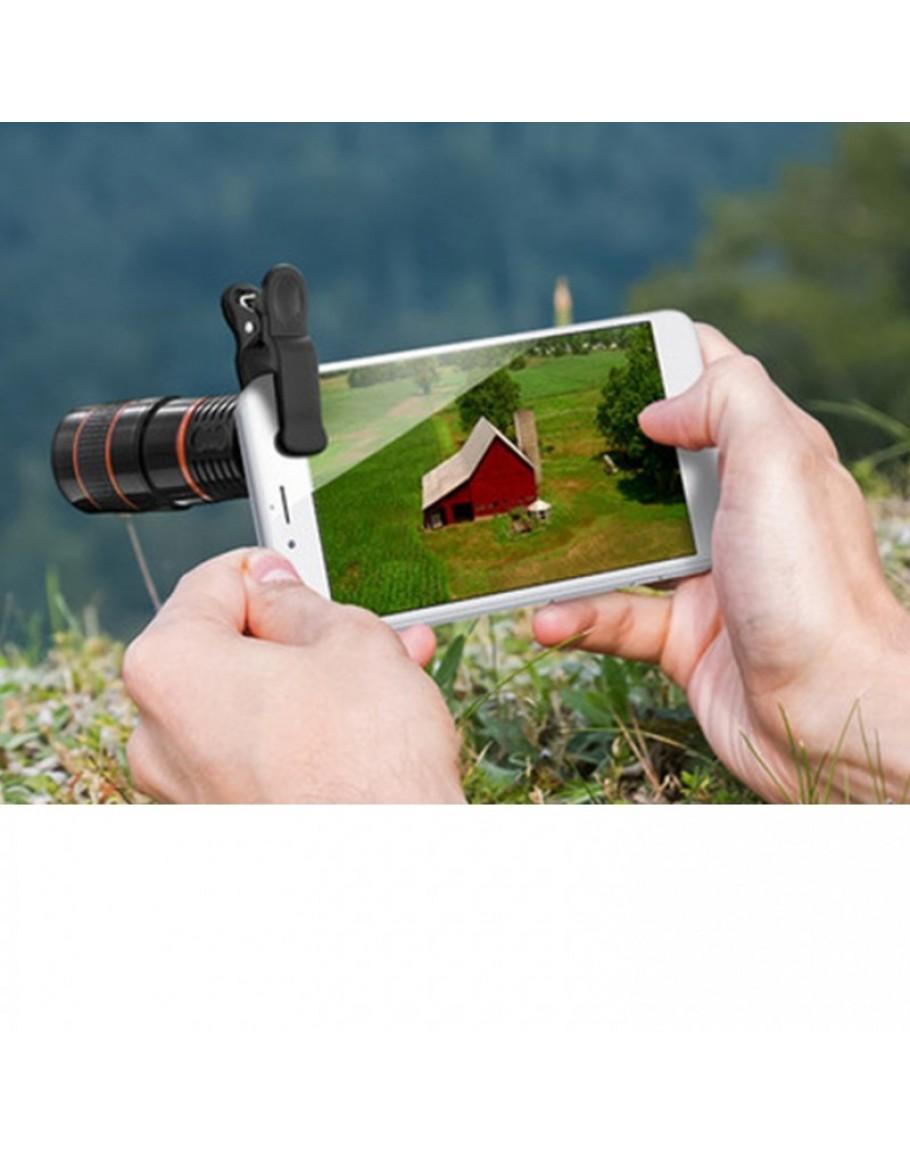 8X Zoom Mobile Phone Tele Photo Lens - Black And Red. 