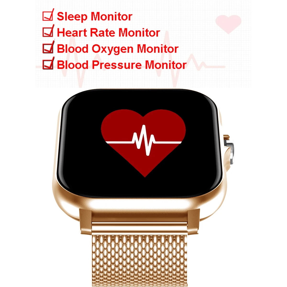 Rose Gold Color Smart Watch Women Men Smartwatch Heart Rate Smart Clock For Android IOS Fitness Tracker Dial Call Answer Call. 