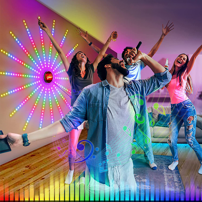 110/195 LED Strip Lights Dream Color La-mp Christmas Lights 5050 RGB Strip Lights Smart Flexible LED Fi-rework Lights Music Sound Sync Lights with APP Remote Control DC 5V. 