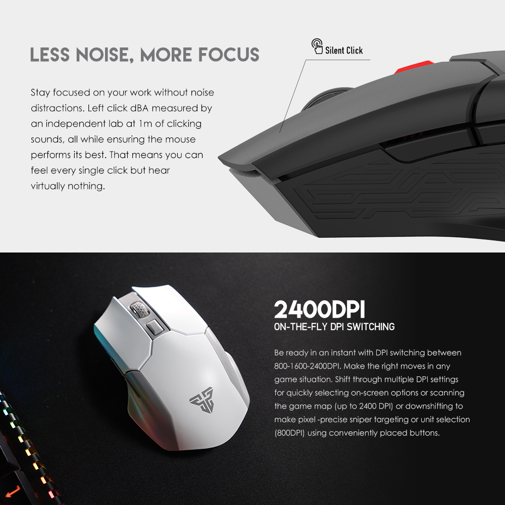 FANTECH WG11 2.4Ghz Pro Gaming Wireless Mouse 2400 DPI 6 Buttons Ergonomic Portable Mice For Laptop PC Computer Office Business. 