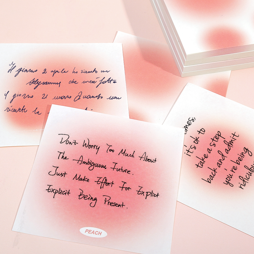 50 Sheets/Book Artistic Fancy Gradient Color Memo Pads Cute Kawaii Pink Sticky Notes Post Hand Account Notepads Aesthetic Stationery Gift. 