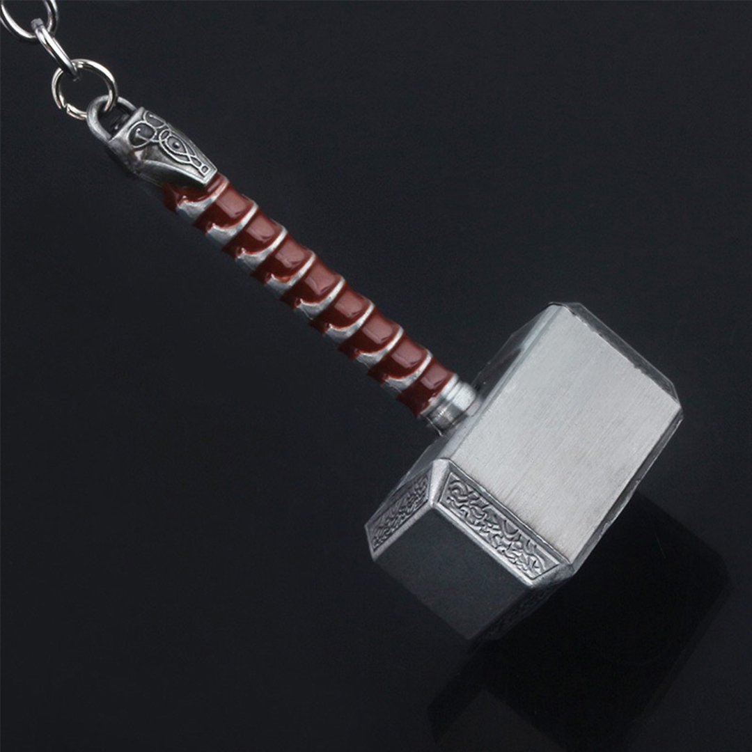 Thor Hammer Alloy Key Ring  Silver ST Metal. 
