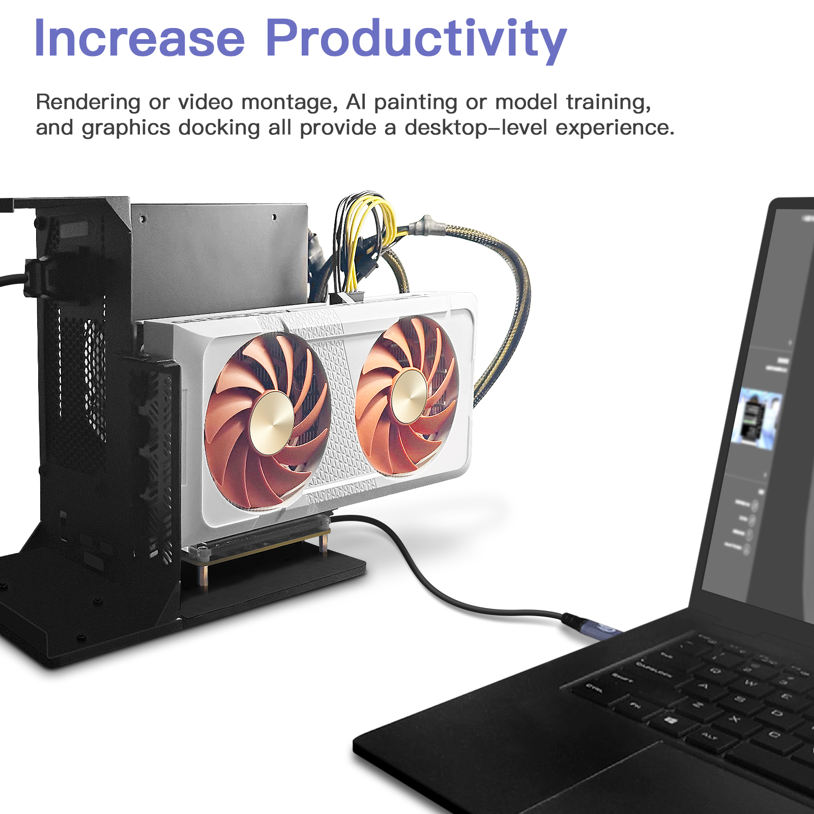 Wishcolor Graphics Card Dock External GPU Dock + USB4 Data Cable + Aluminum Alloy Bracket for ATX for FLEX for Thunderbolt 4 3. 