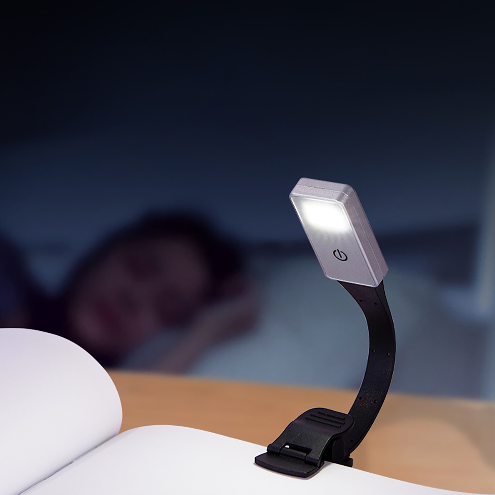 Qiunery LED Reading Light With Clamp, Button Switch USB Rechargeable Book Clip Light, 50 Lumens, 3000K/4500K/5500K Color Temperature Book Light Lamp For Office. 