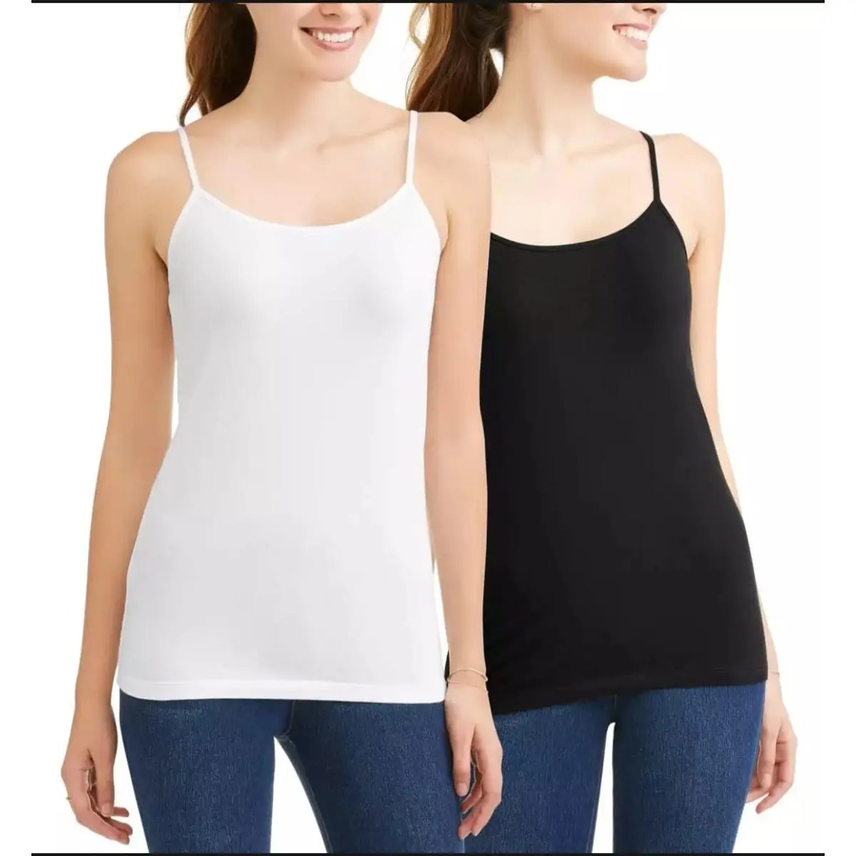 2 Pieces Black & White Combo Pack Ladies Inner tops For All Season Use Cotton Tank tops Camisoles