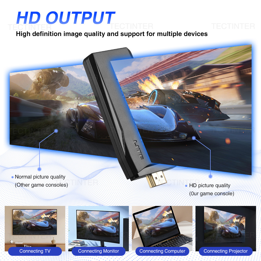 Arcade Video Game Console with Double Arcade Joysitck HD TV 4K Game Stick Lite 64G Built-in 20000+ Games For ATARI/GBA/PS1. 