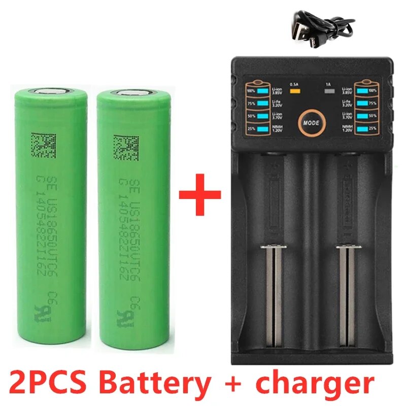 New original 3.7 V 3000 MAH 18650 battery for us18650 Sony VTC6 30A toys tools flashlight battery+USB Charger. 