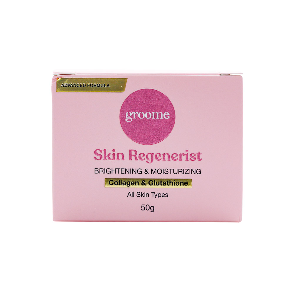 Groome Skin Regenerist Brightening & Moisturizing lightweight soft finish bright skin day/night cream collagen boost deep hydration anti-aging. 