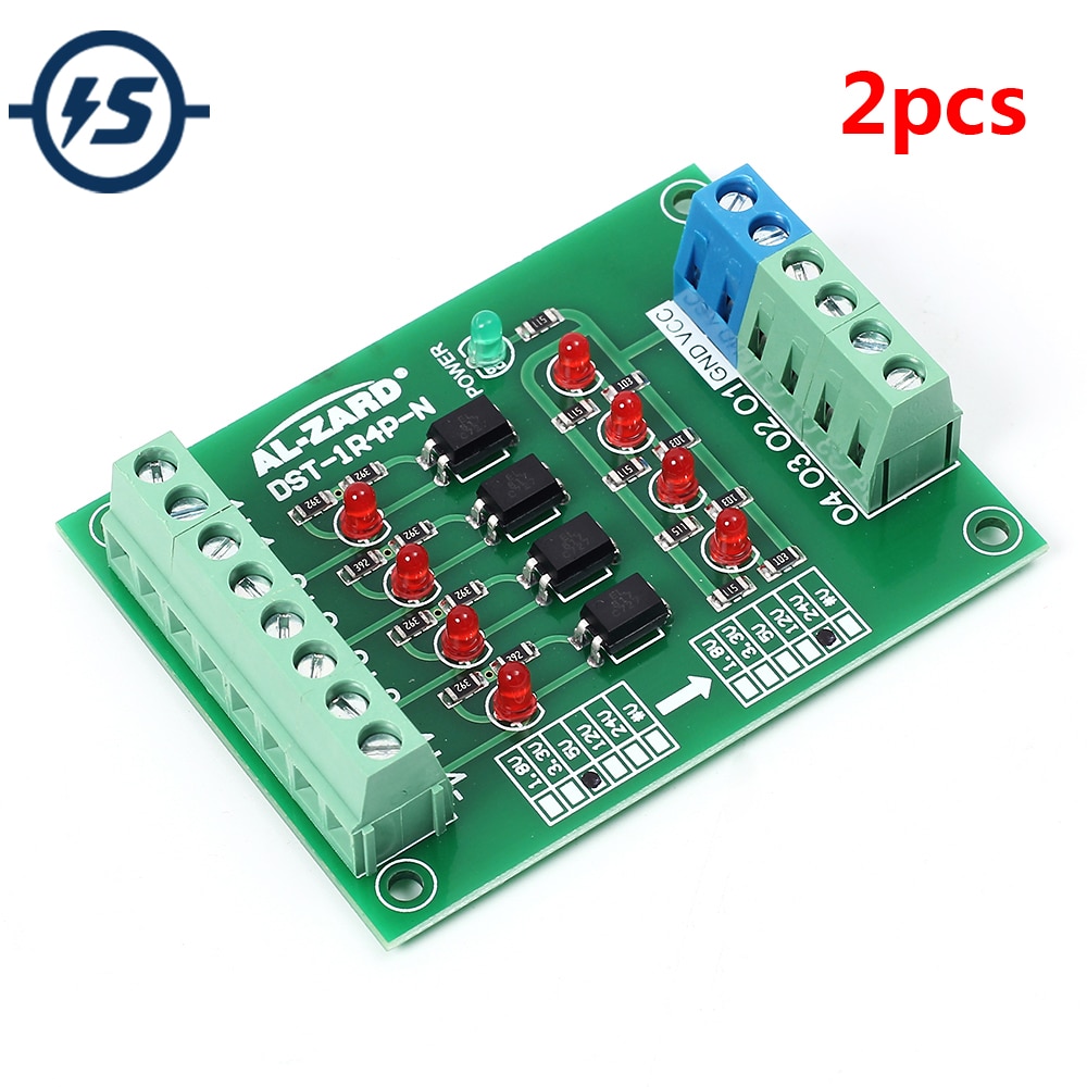 【happy one】Optocoupler Isolator 5V 24V PLC Converter Level Voltage Board 4Bit Level Voltage Converter Board. 