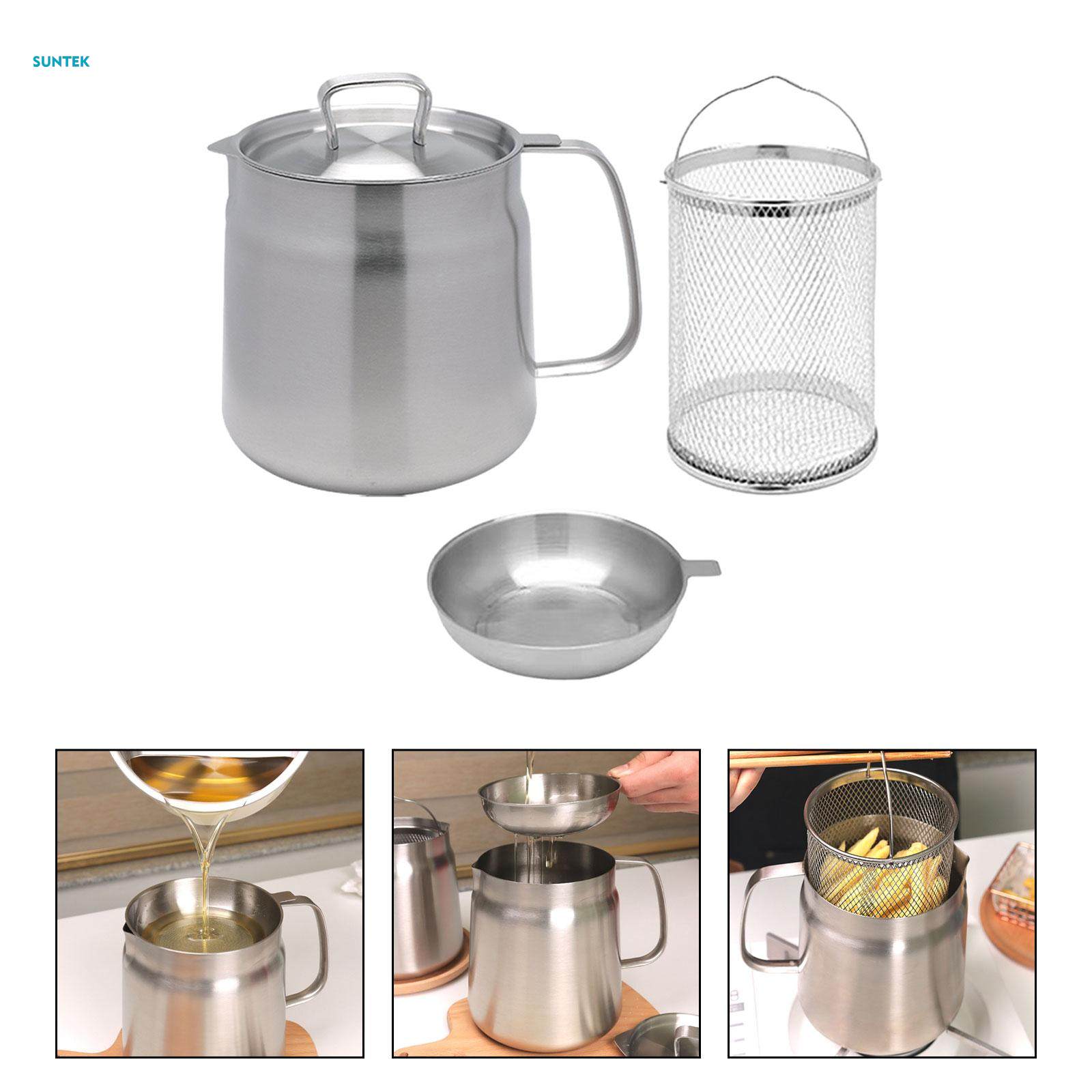Deep Frying Pot with Strainer and Frying Basket for Fried