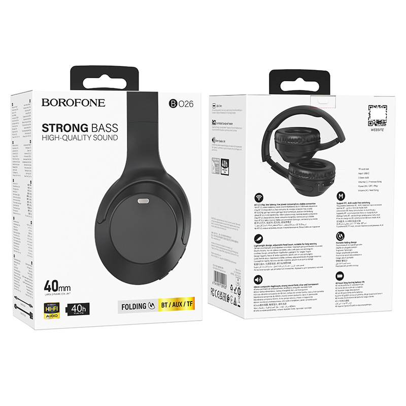 BOROFONE BO26 headset wireless bluetooth headset sports running foldable portable headset. 