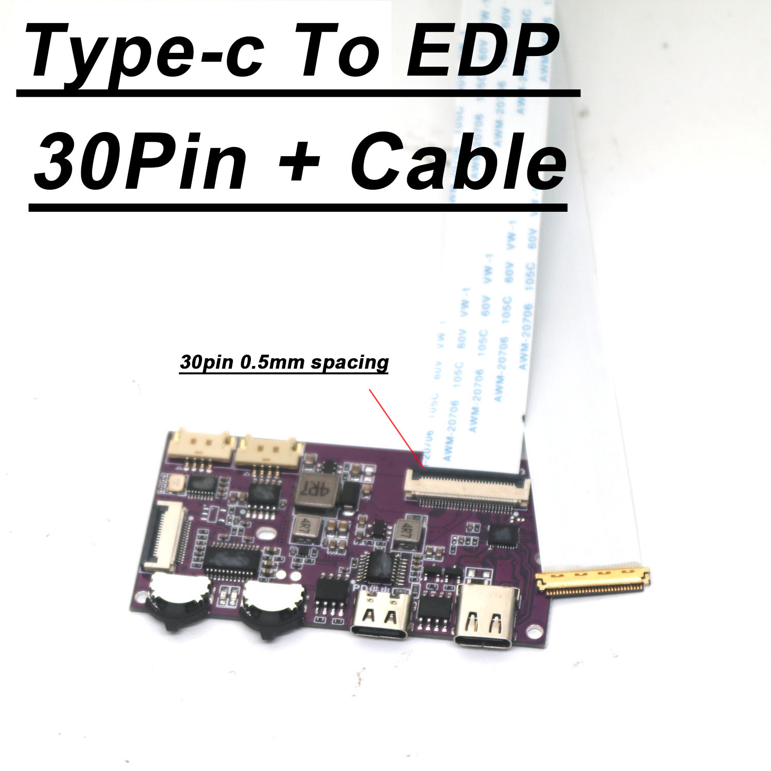 30PIN 40PIN USB Type-c To EDP Driver Board LCD Projection Screen Conversion 2K 4k 60HZ Portable LCD Display Screen EDP Cable. 