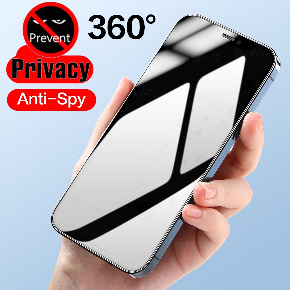 360 Degree Privacy Screen Protector for iPhone 15 14 Plus 13 12 mini 11 Pro X XS MAX XR Anti Glare Spy Peeping 9H Tempered Glass. 