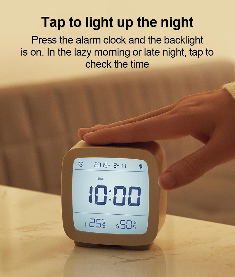 Bluetooth Temperature Humidity Sensor Night Light LCD Alarm Clock Mihome App control Thermometer Fidelity design. 
