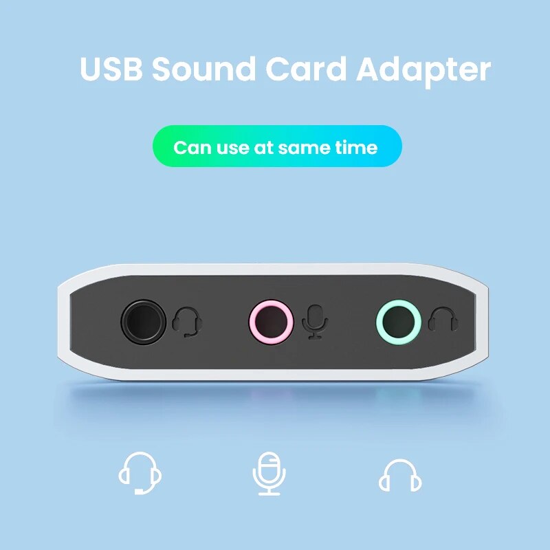 USB to Audio Jack Sound Card Adapter with Dual TRS 3-Pole 3.5mm Headphone and Microphone USB to Aux 3.5mm External Audio Convert. 
