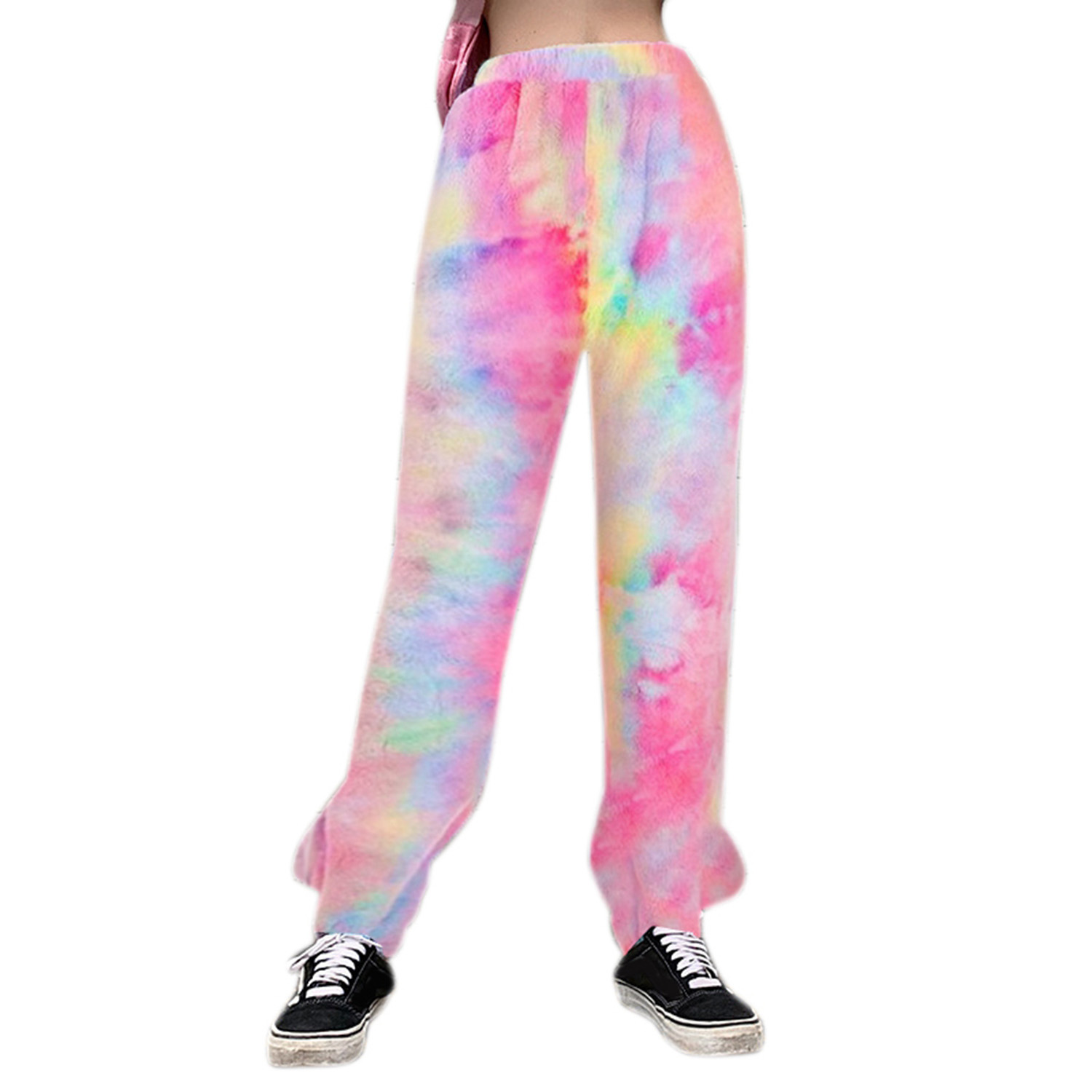 Women Winter Rainbow Pants Sherpa 
