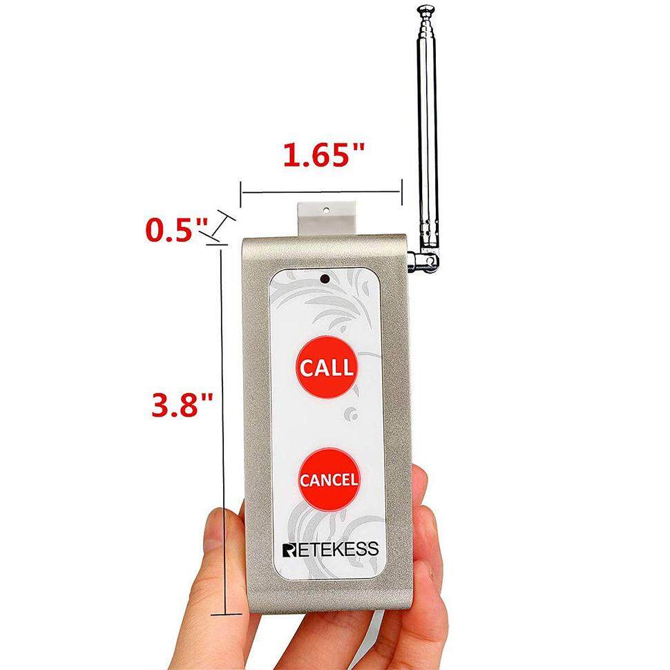 Retekess TD004 Wireless Pager Call and Cancel Button Alarm Transmitter Remote Emergency Alarm Used with T114 and T128 Receiver Calling System. 