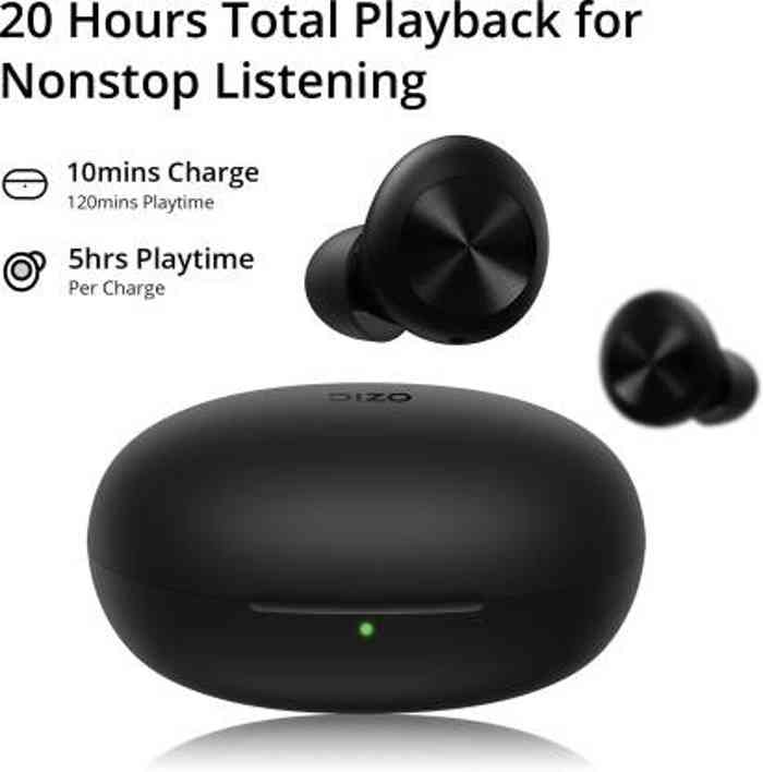 DIZO GoPods D(by realme Techlife) True Wireless in Earbuds with Enviornment Noise Cancellation - Black. 