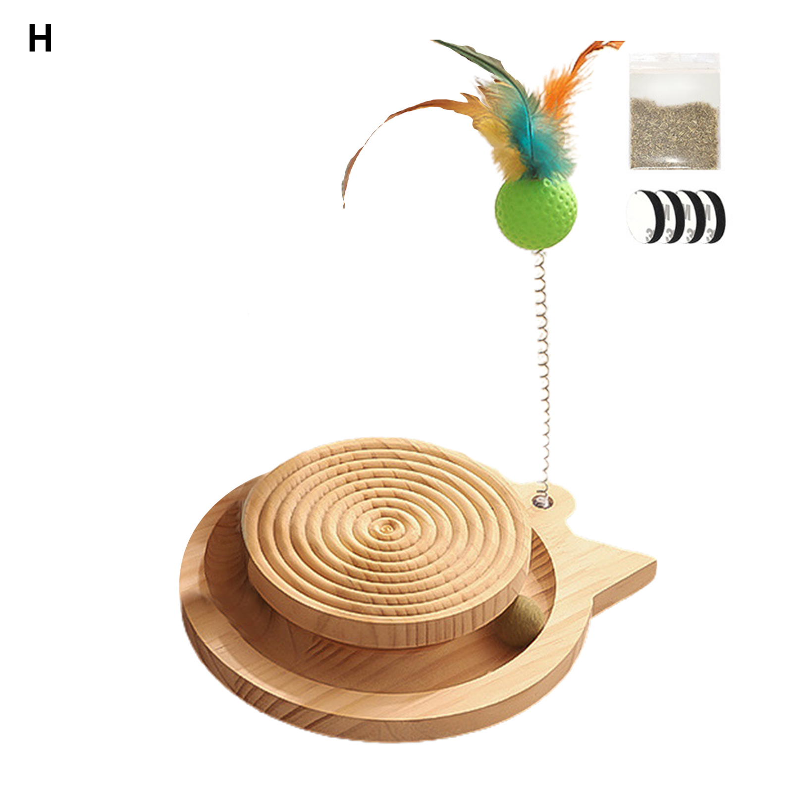 1 Set Pet Turntable Toy Smooth Edges Anti-scratch Wood Pet Kitten Beads Turntable Feather Toy Pet Accessories. 