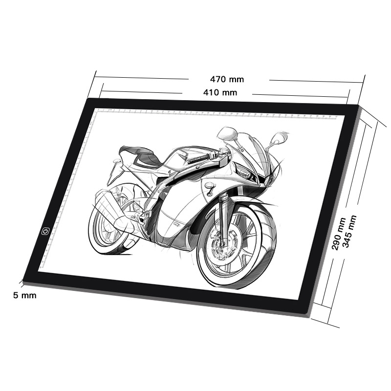 A3 Size 8W 5V LED Ultra-thin Stepless Dimming for Acrylic Copy Boards for Anime Sketch Drawing Sketchpad, with USB Cable. 