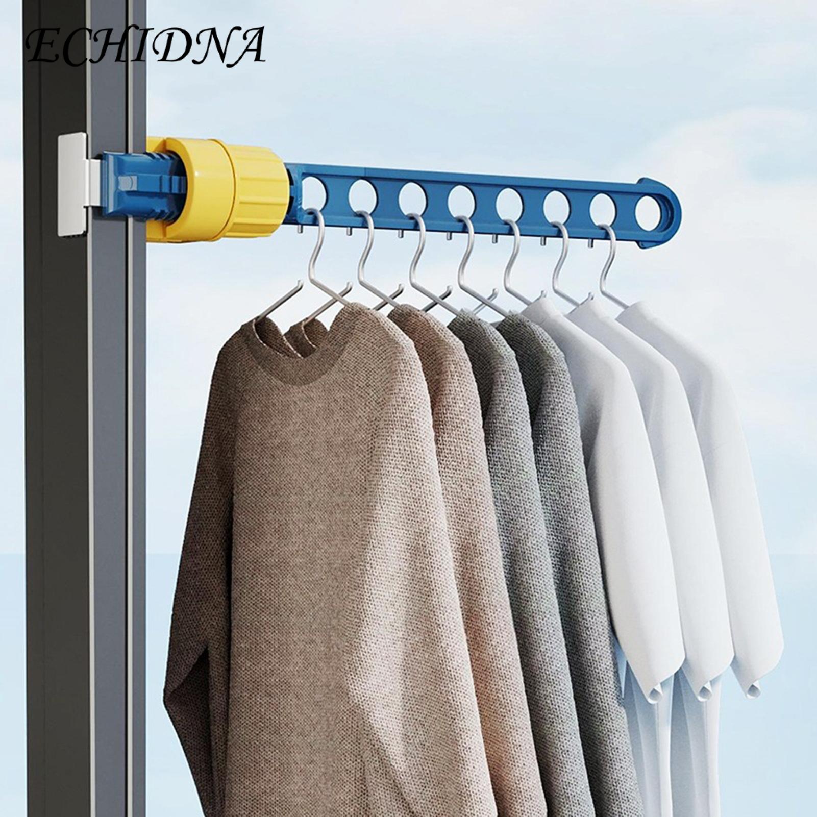 Heavy Duty Clothes Rack Portable Adjustable Clothes Hanger Rack Heavy Duty Travel Drying Holder for Window Frame Mount 8-hole Organizer Multi-holes Clothes Rack. 