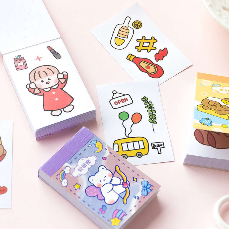 Message to the soft collection of small bean fresh and cute notebook diary, DIY material stickers, 50 sheets, 6 styles. 