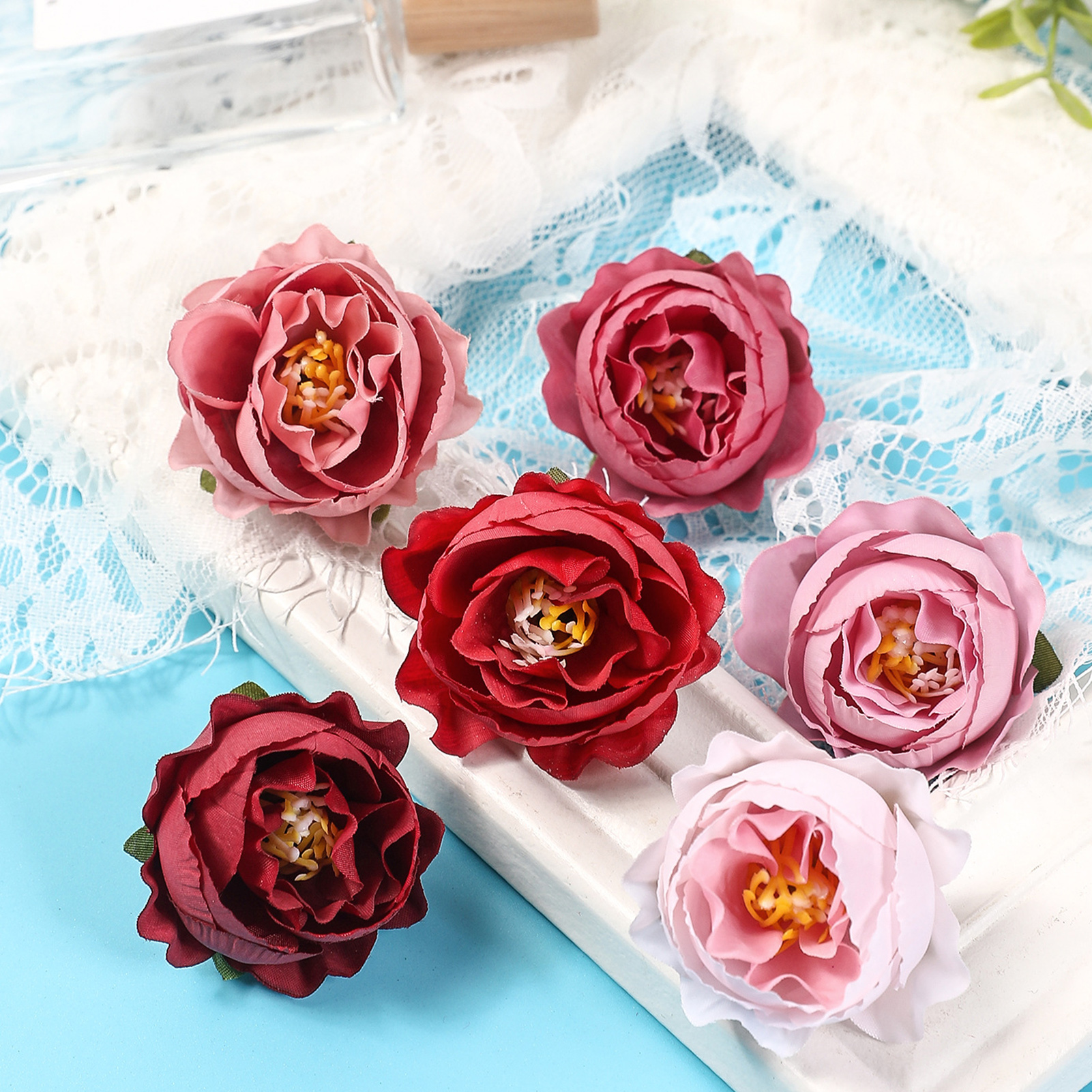 Faux Rose Head Vivid Looking Table Centerpieces Simulation Flower Head