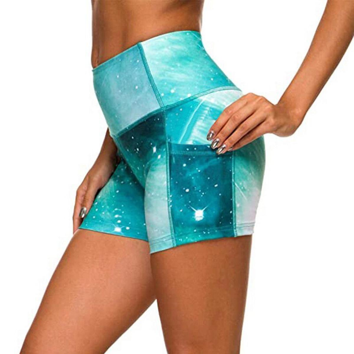 Gym Jogging Running Shorts Yoga Shorts Women High Waist Lifting Push Up  Tight Sports Pocket Fitness Yoga Short Pant