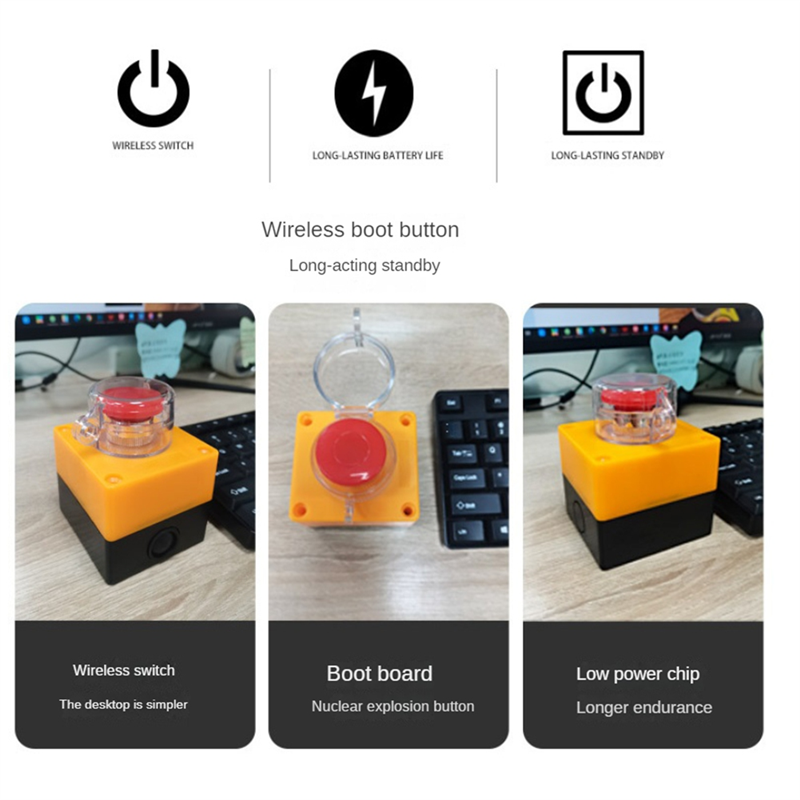 Desktop Computer PC Wireless Power-on Button DIY Personalized Power-on Start Wireless Remote Control PC Switch Easy Install. 