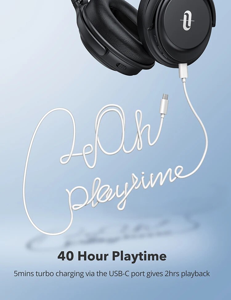 Taotronics BH085 Headset Active Noise Cancelling 40Hr Playtime aptX Type. 