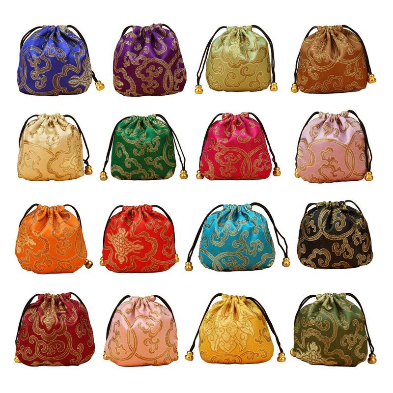 24pcs Silk Brocade Jewelry Pouch Bag, Drawstring Coin Purse,Gift Bag Value Set
