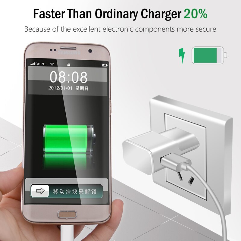 【happy one】5V 2A EU Plug Charger Adapter Micro USB Charging Cable For Samsung J3 J5 J7 J4 J6 + A6 A7 A8 J2 A3 Wall Charger. 