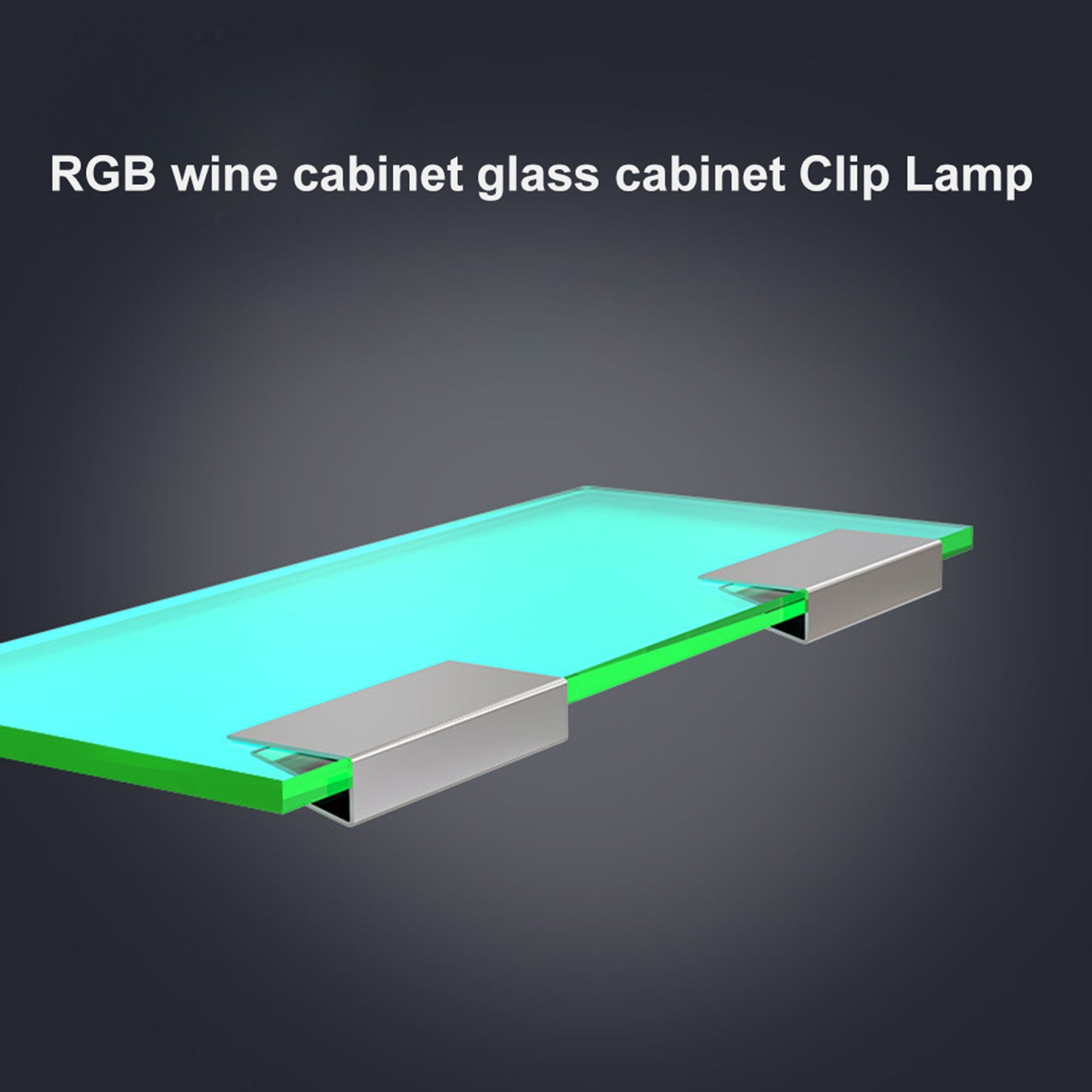 RGB LED Clip On Glass Shelf Lighting Under Cabinet Night Lights Kit for Glass Edge Shelf with Remote Control - eu-8pcs. 