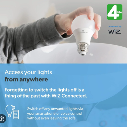 WiZ 60W Smart WiFi Light Bulb‎ 800lm with Alexa and Google Home Assistant. 