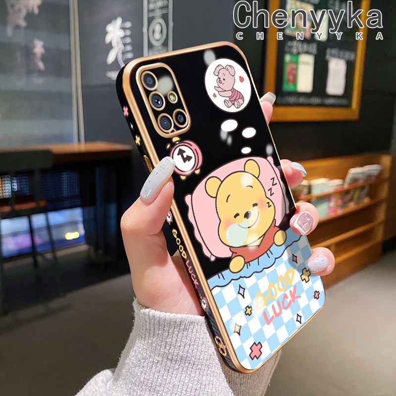 【3C VictoryEagle】Chenyyka for Galaxy M51 case cartoon Winnie the Pooh new design table edge case shockproof full cover camera lens protective case