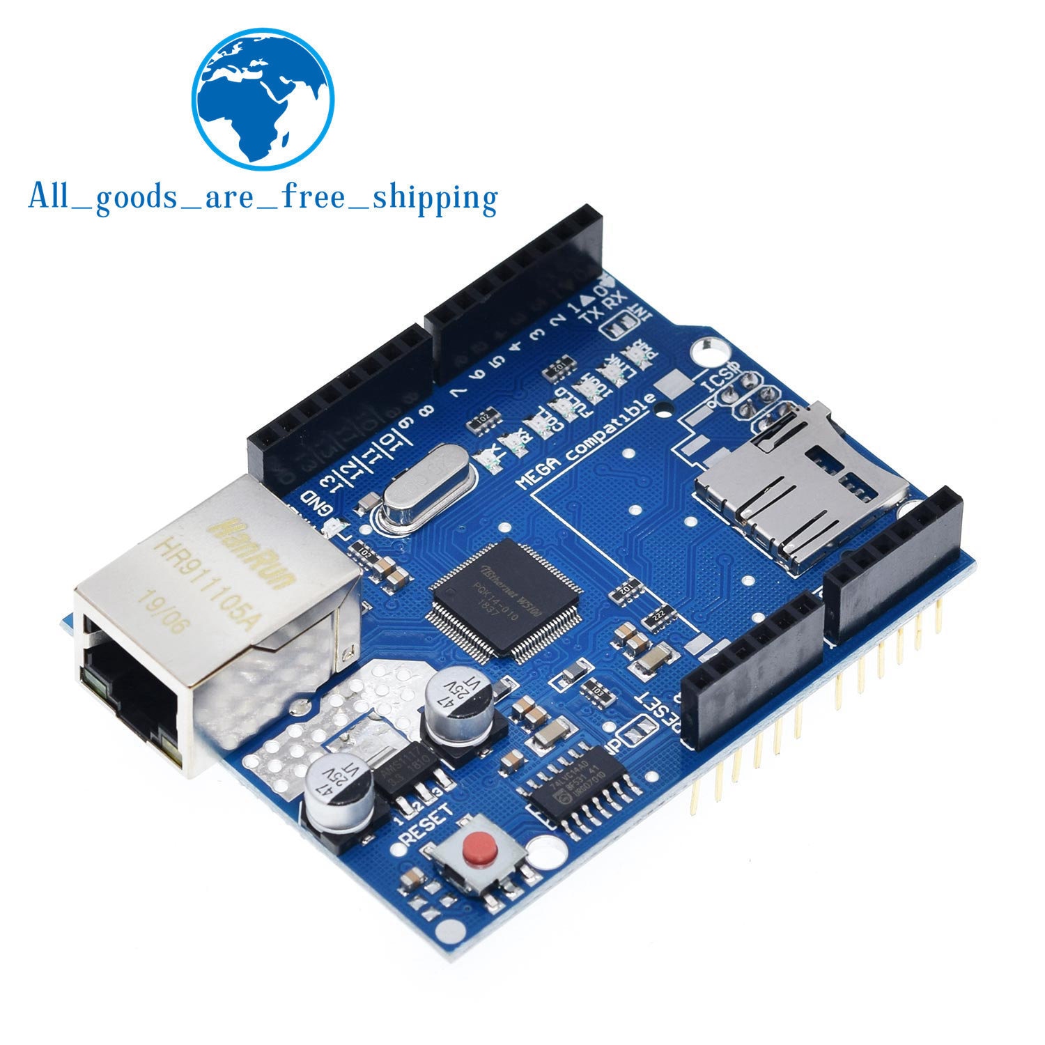【happy one】UNO Shield Ethernet Shield W5100 R3 Mega 2560 1280 UNR R3 only W5100 Development For Arduino. 