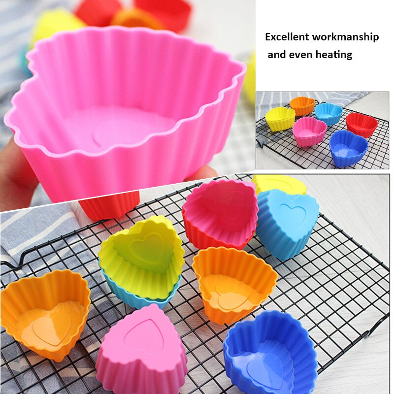 12 Pcs Lot Reusable Silicone Baking Cups Mini Cupcake Liners Muffin Cup