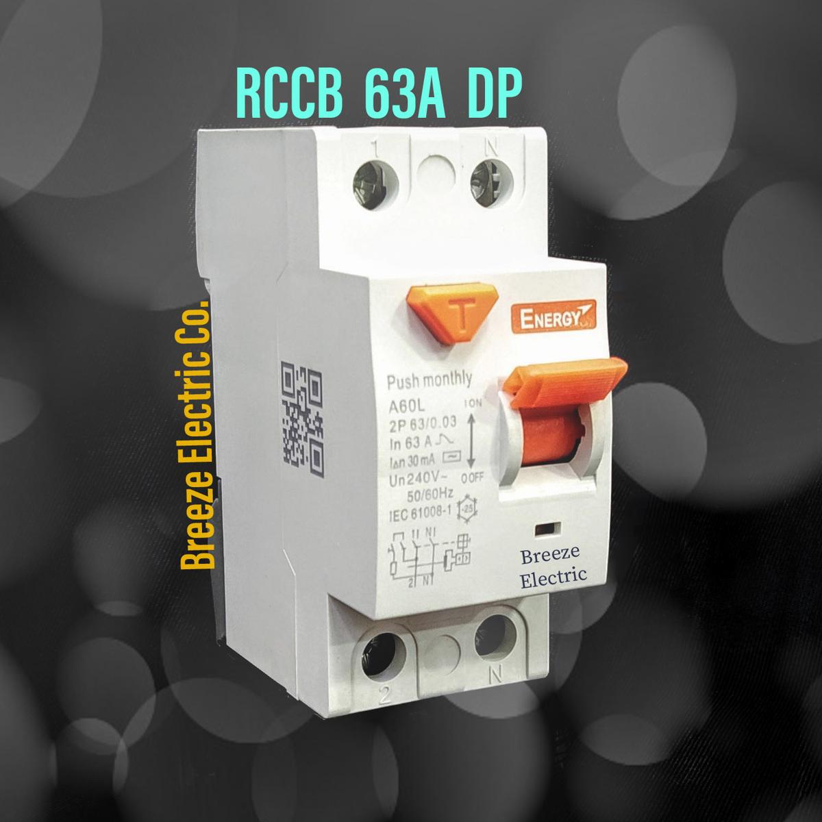 RCCB 63A DP 2 Pole Circuit Breaker. Energy.