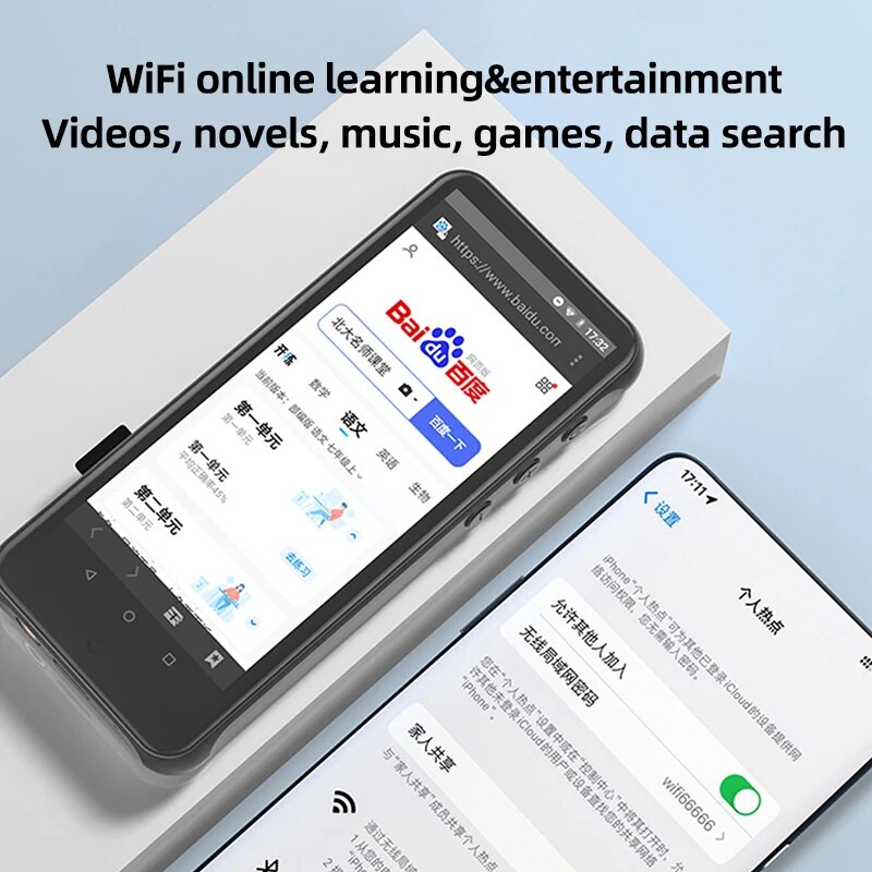 RUIZU Z80 16G WiFi Android 8.1 MP4 Player With Bluetooth 4.2 HiFi MP3 Player 4.0inch Full Touch Screen Walkman FM/ Ebook/Video. 