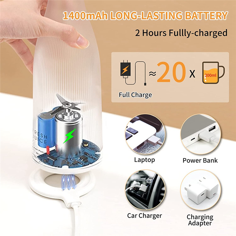 Portable Blender Small Blender with Magnetic USB Rechargeable for Shakes and Smoothies A. 