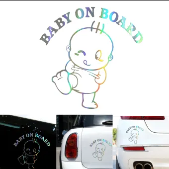 Funny 3d Cute Car Stickers Kids On Board Cute Cartoon Warning Car