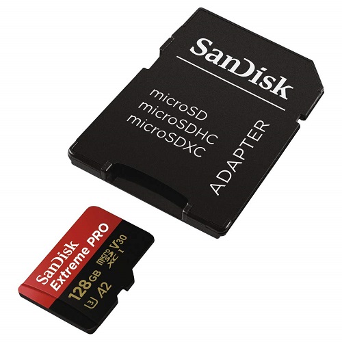 SanDisk 128GB 170MB/s Extreme PRO 4K UHD High-Speed UHS-I Micro SDXC Memory Card with Adapter. 