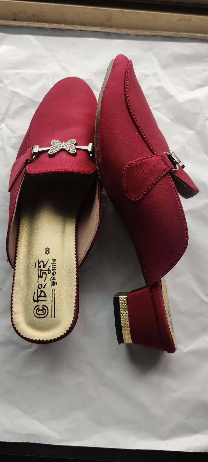 Heel Shoe For Ladies Maroon Color Box Heel Shoe Very Comfortable Exclusive Design. 