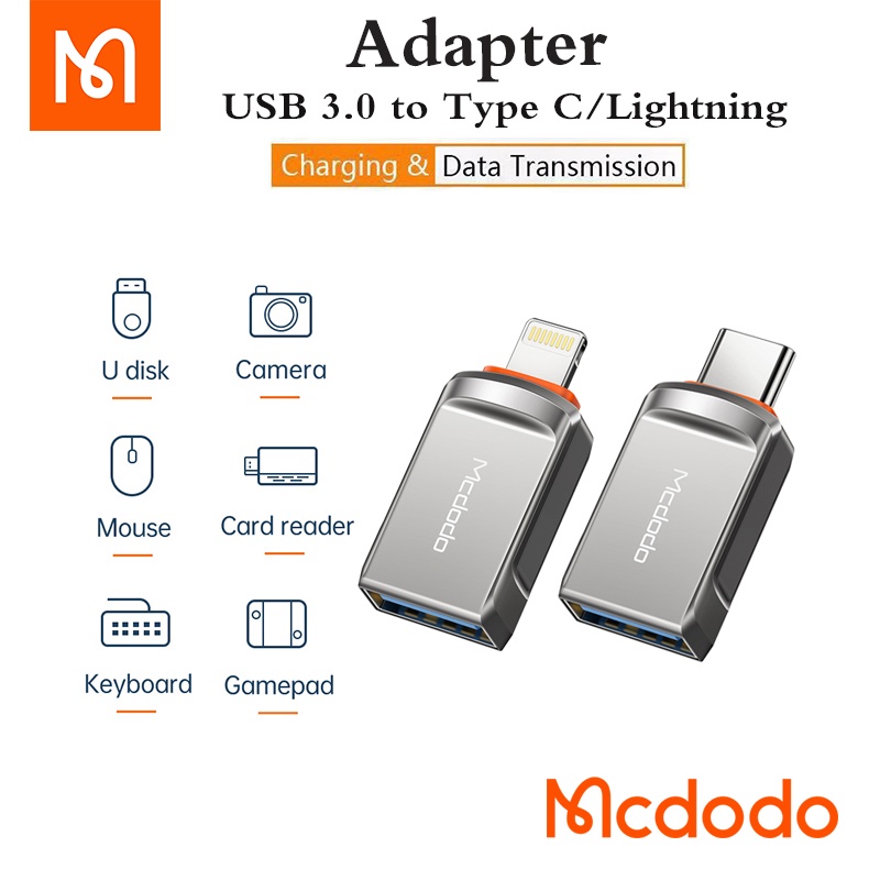 Mcdodo OTG-860/873 USB 3.0 Camera Adapter OTG Cable Compatible with Type C/ iP iOS 13 or Above. 