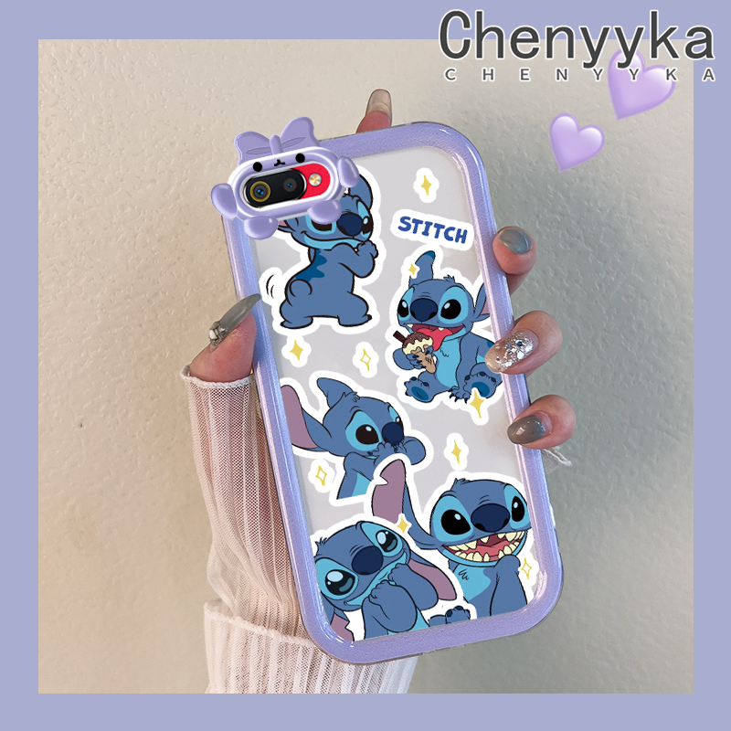 Chenyyka For Realme C2 C2S OPPO A1K Case Cartoon Cute Stitch Shockproof Clear Phone Cases Lovely Little Monster Camera Lens Protective Cover Soft Silicone Transparent Shell. 