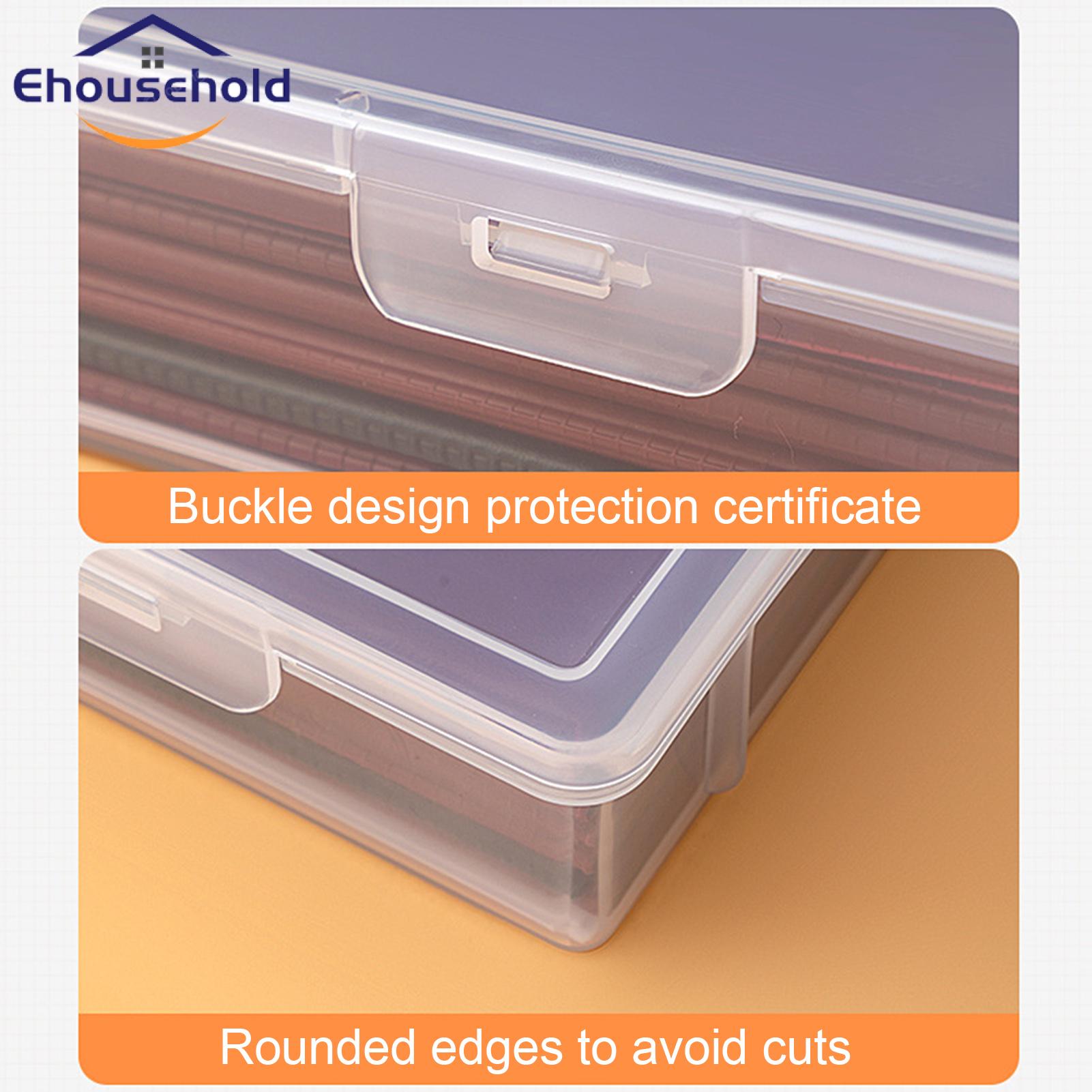 File Storage Box with Lid Large Capacity A4 File Organizer Transparent Dust-proof Container for Home Office Supplies Stationery Jewelry Certificates Portable Multifunctional Plastic Box File. 