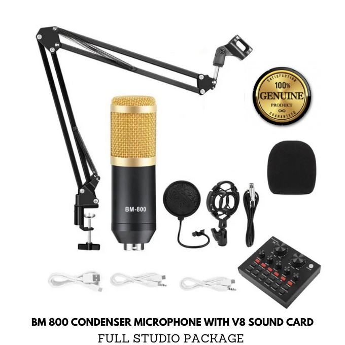 Professional Audio DJ 10 Sound Card Set BM800 900 Mic Studio Condenser  Microphone for Karaoke Podcast Recording Live Streaming