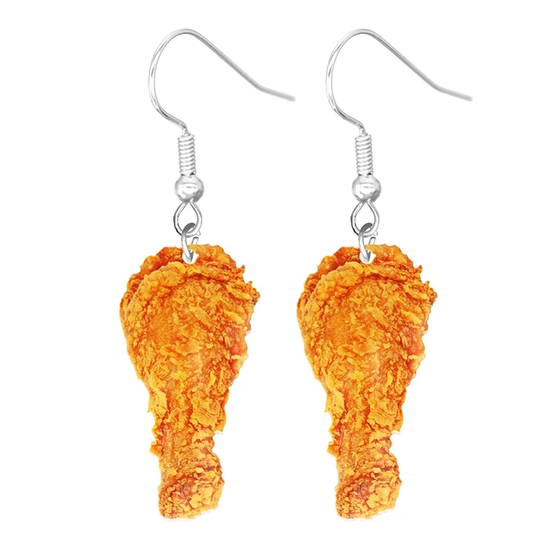 Food Earring 2D Handmade Cute Interesting Taco Corn Crunchy Burger Biscuits French Fries Ice Cream Cheese Cute. 