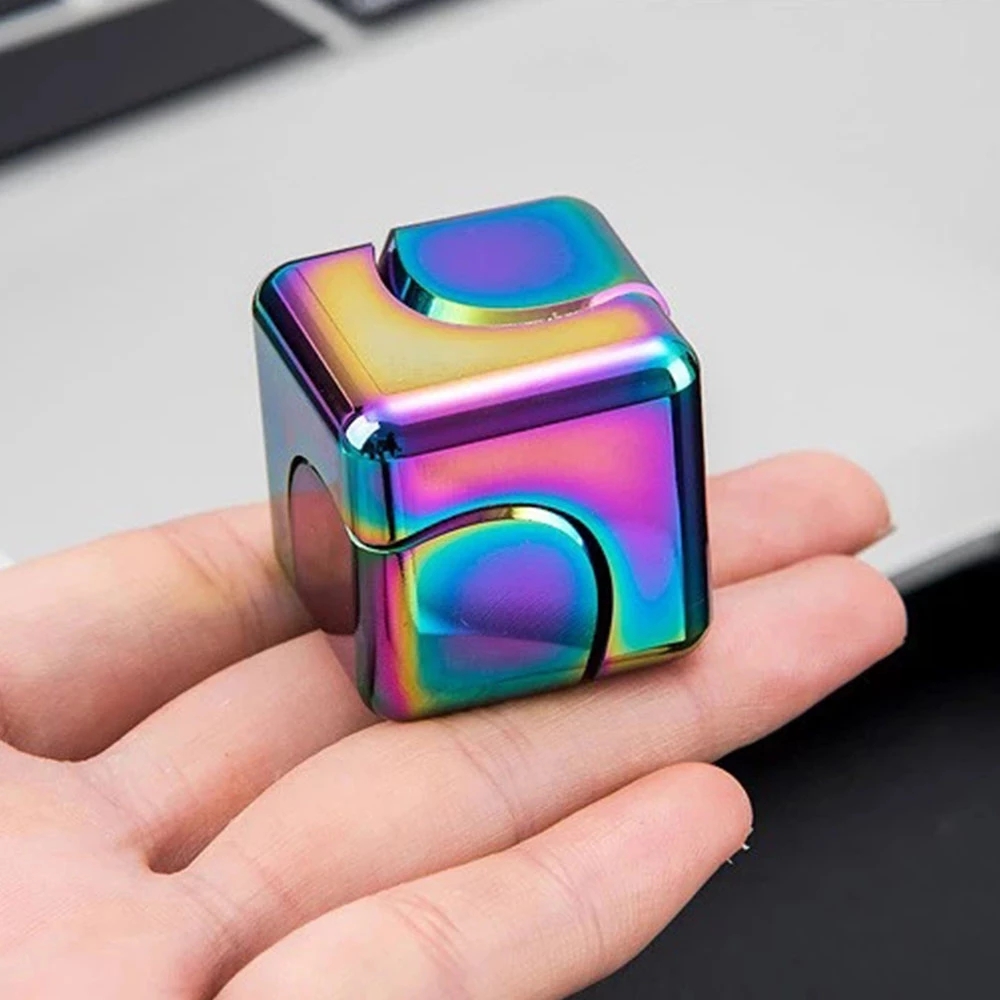 Square Decompression Spinning Top Dice Cube Anti-Anxiety Fingertip Toys Hand Fidget Spinner Vent Toys Flipo Flip For Children. 