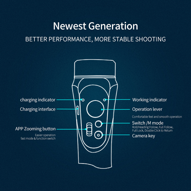 CYKE H4 Gimbal 3 Axis Cell Phone Control The Focal Length Professional Stabilizer Face Tracking Vlog Selfie Stick F6. 